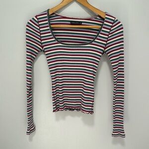 Abercrombie & Fitch women’s crop top long sleeve striped